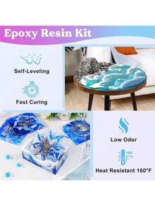 2pcs 500ml+500ml Clear Epoxy Resin Kit, Non-Yellow No Bubbles Self-Leveling Resin Epoxica Easy 1:1 Mixing, Desktop Epoxy Resin, Coating Casting, Painting, Arts & Crafts, Jewelry Making