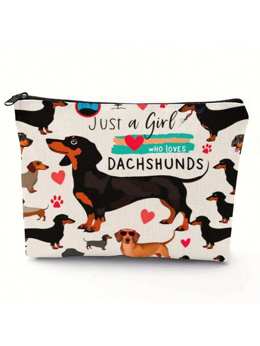 励志名言动物设计（大象、熊猫、腊肠犬）可折叠化妆包、宽敞的拉链袋、方便的旅行配件收纳袋、多功能零钱包、铅笔盒、洗漱包、送给妈妈给女儿/儿子的完美礼物，适合度假、商务、健身房和户外使用旅行必需品假期暑假返校学校用品袋用于学校洗漱包旅行 - 棕色 - 查看 1