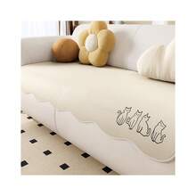 シンプルな不規則なアイスシルクソファクッション滑り止め夏ソファカバーモダンハイエンド特殊形状クールカバー布タオル - パンダファミリー-ベージュ - チェックする 5