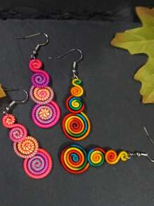 Handmade Colorful Retro Woven Rainbow Earrings, Fashionable Earrings For Women, Elegant Accessories For Home, Casual, Street, Party, Classic Souvenir, Ideal Gift For Valentine's Day, Birthday, Anniversary