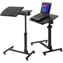 Mobile Laptop Stand Overbed Table Rolling Desk Cart Adjustable Sit-Stand Laptop Computer Desk Bedside Standing Desk,  Height Adjutable 24'' To 35''