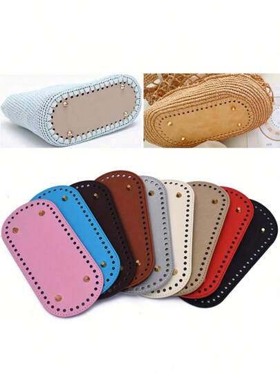 22x10cm Fondo lungo per borsa lavorata a maglia, base in pelle sintetica (PU) per borsa fai da te, fondo traforato per accessori di borsa all'uncinetto, forniture per il ritorno a scuola