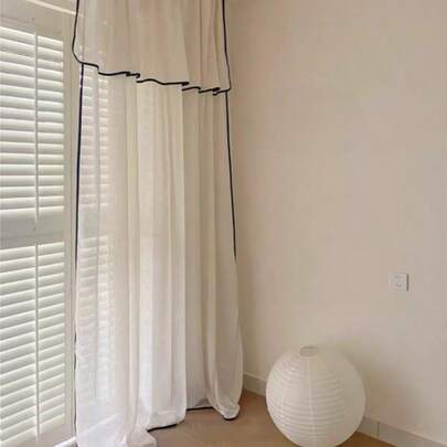 1 Rèm voan mỏng kiểu Pháp cổ điển, rèm vải lanh Nhật Bản mới sang trọng nhẹ nhàng cho phòng khách, phòng ngủ, trang trí nhà cửa, phù hợp cho mọi mùa