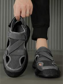 L.S.W.P Unisex Outdoor Sports Sandals, Business Casual Thick-Soled Sandals, Mesh Breathable Comfortable Hook & Loop Adjustable, Size 36-45 - Grey - View 8