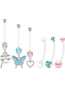 AVYRING 5/6Pcs Pregnancy Belly Bar Plastic Dangly Maternity Belly Button Piercing Jewellery 14 16 18 25 32 35 38mm