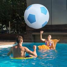 1pc Giant Inflatable PVC Blue Soccer Ball, Outdoor Garden/Lawn Game, Pool Party, Team Building Activity, Beach/Water Game, Suitable For Indoor & Outdoor Family Interactive Fun - Baby Blue - View 7