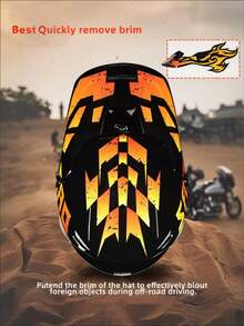 1pc Unisex Professional Motorcycle Motocross Helmet, Suitable For Off-Road Racing, Downhill Mountain Biking, Karting, Automotive Racing, Free Goggles Included