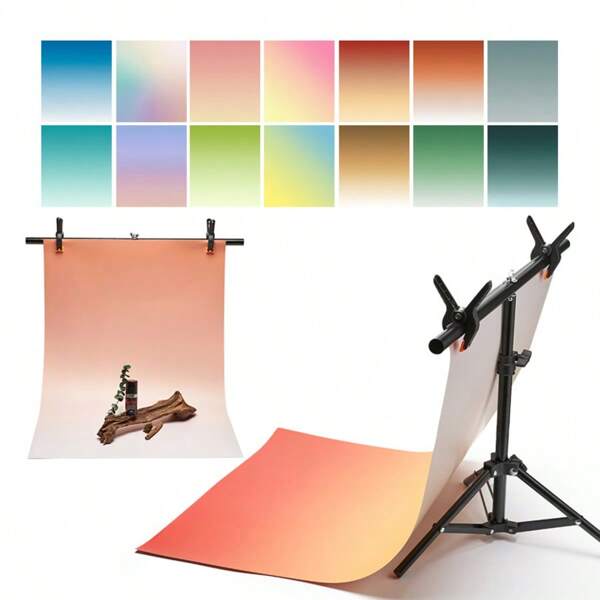 Hintergrundpapier für Produktfotografie: 7 Blatt 14-Farben Farbverlaufset - flache Fotorequisiten für Schmuck, Kosmetik, Accessoires und Lebensmittel (Größe 57,0 * 87,0 cm)