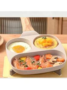 Multifunctional Frying Pan 2 Holes Eggs Burger Non-Stick Pan With Handle - 彩色 - 查看 6