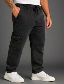 Cargo Pants Skate Khaki Streetwear Retro 6 Bags Aesthetic Pinterest Tumblr Cuffless - màu xám khói - Xem 4