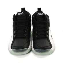 Puma Lightweight Cushioned Mid-Top Basketball Shoes, Unisex Retro Sports Casual Sneakers 37489901 - Black-puma White - View 3