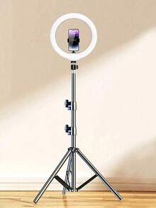 110厘米三脚架/8英寸环形灯，适用于直播、自拍和摄影，配备灵活的三脚架和手机支架，兼容安卓手机，可用于摄影、自拍、视频录制、Zoom会议、采访、直播、Vlog、家庭聚会、圣诞派对、手持自拍、户外活动等。 - 彩色 - 查看 4