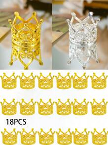 12pcs Mini Metallic Little Crown Flower Decor, DIY Accessories For Events, Parties