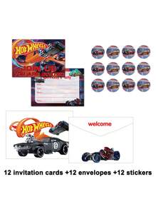 Hot Wheels 12PCS Hot Wheels Birthday Party Invitations, Racing Themed Cards, Birthday Party Decorations, Car Themed Greeting Cards For Fans