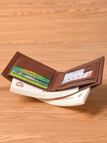 Men's Short Wallet, Fashion Bifold Wallet, PU Leather Multi-Card Slots Coin Purse, Unisex Travel Card Holder, Business Casual Leather Wallet, Christmas Gift - Multicolor - View 3