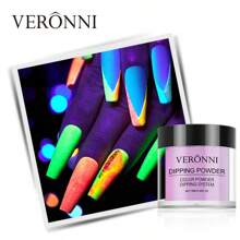 VERONNI 12 couleurs de poudre à tremper qui brillent dans le noir, avec un effet de dégradé rêveur, parfait pour les ongles de fête et le nail art DIY créatif
