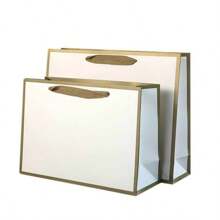 3 piezas Bolsas de regalo con borde dorado, para empaquetar regalos de boda, fiestas y vacaciones, bolsas de papel para ropa/joyería
