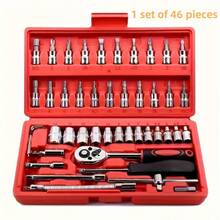 Juego de 46 piezas de llaves de vaso y llave de carraca, kit de herramientas con brocas y barras de extensión para reparación del hogar, con caja de almacenamiento incluida - Multicolor - Ver 20
