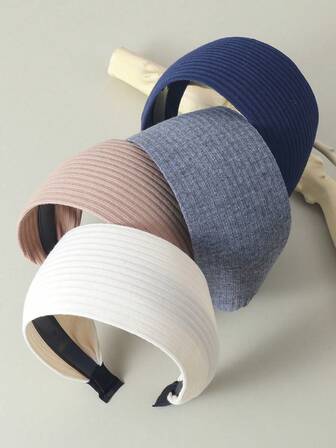 1 件女孩时尚宽针织条纹头带，全新 2.76 英寸宽发带发饰，适合日常使用