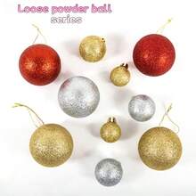 12 قطعة/مجموعة كرات زينة شجرة من البلاستيك المطلي بالترتر بقطر 3 سم باللون الذهبي والأحمر والفضي، ديكورات معلقة للأعياد وديكور المنزل