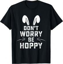 No te preocupes, sé alegre, divertida camiseta de conejito de Pascua. - Negro - Ver 1