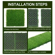 6 块 30 厘米 X 30 厘米互锁人造草坪砖，可拆卸露台装饰草垫，宠物友好型合成草坪地毯，适用于阳台、花园、公寓通道