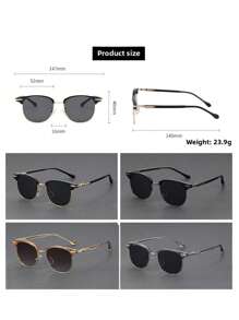 Fashionable Glasses Half Frame Designer Style Men And Women's Unique Temple Design Versatile Single Product Glasses