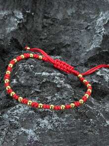 diffone Fashion Handmade Braided Rope Red Bracelet Charms Gold Beads Bracelet For Women Lover Armband Jewelry - Braided Bracelet - View 12