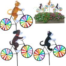 Decoración de bicicleta giratoria con animales de estilo caprichoso - Decoración de 20" de criaturas de dibujos animados para ciclo, molinete de plástico resistente a la intemperie para el patio/jardín, ornamento giratorio y colorido para exteriores con estaca duradera - Multicolor - Ver 1