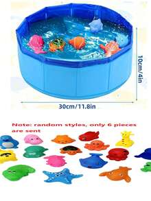 趣味猫科绿洲 - 互动式戏水池，带漂浮鱼玩具，可折叠 PVC 戏水盆，便携式，无需电池，易于安装，室内宠物猫用游戏盆，耐用塑料可折叠 1 件猫用戏水盆互动娱乐套装，带人造鱼，室内宠物浴池，无需电池