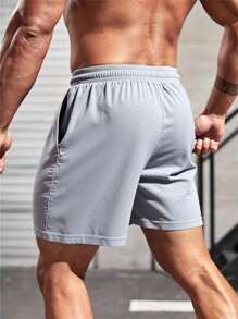 Men's Casual Light Grey Drawstring Knit Shorts, Regular Fit Elastic Waist Athletic Pants, Sports Jogger Pants For Men
