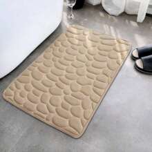 1pc Coral Velvet Stone Embossed Floor Mat, Non-Slip Door Mat, Solid Color Simple Bathroom Absorbent Foot Pad, Thickened Sponge Floor Mat