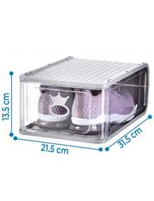 Juego de 5 Cajas de almacenamiento para zapatos, apilables, transparentes, organizador de entrada, tamaño grande (blanco) 31.5*21.5*13.5 - Multicolor - Ver 2