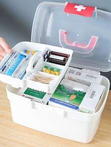 1pc Medical Storage Box, Large Capacity Home & Dorm Portable Medicine & Supplies Container, Small Home First Aid Kit, Christmas, Easter, Thanksgiving, Halloween Gift