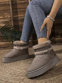 Women Outdoor Snow Boots/Short Boots/Casual Boots/Autumn Winter Boots/Warm Snow Boots/Cute Solid Color Christmas Daily Wear Waterproof Platform Slip-On Warm Snow Boots/Women Fashion Indoor Warm Slippers