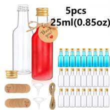 32pcs/1pc/5pcs Mini Petite Empty Transparent Body Plastic Wine Bottle Waterproof, With A Small Funnel For Easy Filling, Screw Cap Sealing Is Not Easy To Leak, Multiple Sizes To Choose From, Suitable For Weddings, Parties, Alcohol, Gin, Whisky, Spirits.