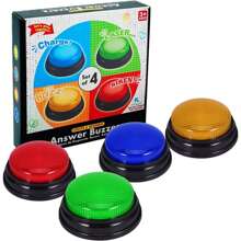 1 Set/4 piezas Juego de zumbador de mano para niños, colores verde/amarillo/azul/rojo, entrenamiento de reacción rápida, juego de aula, luces intermitentes, regalo de Navidad/Halloween/Acción de Gracias/Cumpleaños