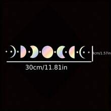 1 Pc Moon Phases Car Sticker, Lunar Chiaroscuro Mystical Witch Vinyl Banner Decal For Car Back Windshield, Water Bottle, Laptop - Easy To Apply