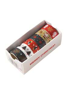 6 卷复古圣诞和纸胶带套装 - 用于节日装饰材料的装饰胶带，带有圣诞老人雪鹿圣诞树的图案，印有精美的印花，可作为送给朋友、返校、学校用品的手册装饰礼物 - 彩色 - 查看 10