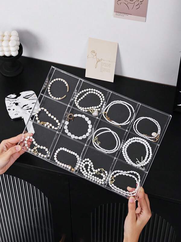 1pc Transparent Plastic Jewelry Storage Box, 12 Grids & 24 Grids - Shatterproof Multi-Functional Display Rack, For Nail Art, Jewelry, Rings, Necklaces & Other Accessories - Portable Travel Case, Jewelry Organizer Tray For Women Storage Organizer Travel Essentials Back To School Dormitory Storage Fall Decor