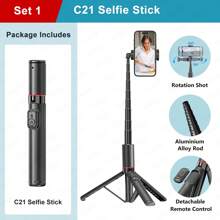 TOKQI 52,8 Zoll Selfie-Stick Smartphone Stativ mit kabellosem Fernbedienung, tragbar, leicht, ausziehbares Smartphone Stativ (Schwarz)