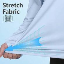 CAMEL CROWN 男士防晒衬衫 UV SPF UPF 50+ 长袖防晒衣 钓鱼跑步游泳T恤 速干轻便 - 淡霧藍 - 查看 5