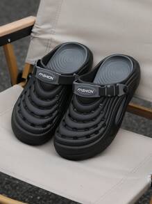 时尚男士厚底镂空一脚蹬凉鞋，新款夏季防滑沙滩度假休闲透气穿孔厚底百搭鞋