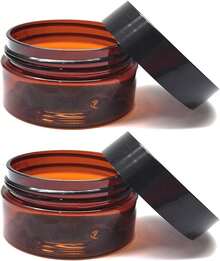 8 Oz Amber Plastic Cosmetic Jars Leak Proof Container With Black Lid For Cream, Lotion, Powder, Ointment, Beauty Products Etc, 6 Pcs. - 1 盎司(6 包) - 查看 4