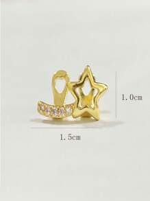 1pc Fashionable Women's Tooth Jewelry, Hollow Five-Pointed Star And Bar Zirconia Double Tooth Accessories, For Carnival, Party, Daily Wear, Festival Gifts, Funny Stage Props, Adjustable Opening