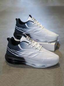 男士休闲运动鞋 - 透气面料鞋面，系带低帮设计，耐用橡胶鞋底适合健身、慢跑和日常穿着 - 时尚百搭步行运动鞋 - 白黑 - 查看 18