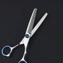 2pcs/Set High Quality Stainless Steel Professional Haircut Kit, Includes Thinning Scissors And Trimming Scissors, Suitable For Barbershops And Home Use - White and Blue - View 6