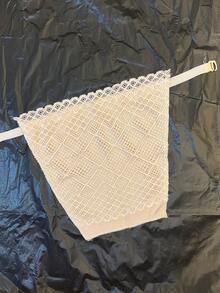 1 chiếc áo hai dây ren hai lớp chống lộ cổ giả cho nữ dùng để trang trí Giáng sinh - Màu be - Xem 4