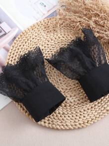 1 Pair Mesh Floral Lace Cuffs, Decorative Elegant Lace Cuffs For Women