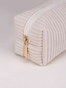 1个灯芯绒铅笔袋，大容量软拉链铅笔袋，化妆包，学校和办公桌文具收纳袋，创意礼物，适合感恩节、圣诞节、生日、万圣节装饰、返校季、铅笔盒、背包 - 粗條紋 - 查看 6